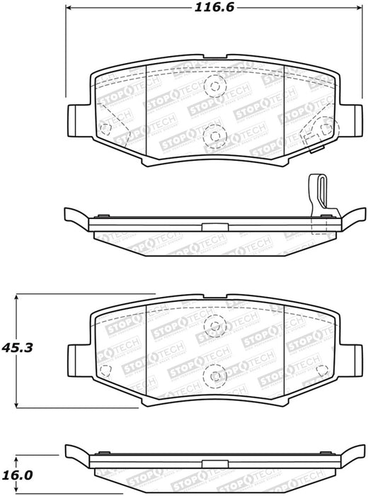 StopTech Street Touring 07-17 compatible with Jeep Wrangler Rear Brake Pads 308.1274