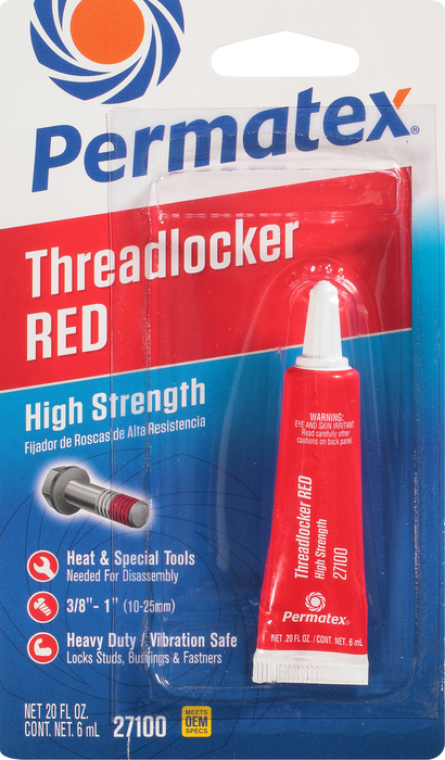 Permatex 27100 High Strength Threadlocker Red, 6 ml