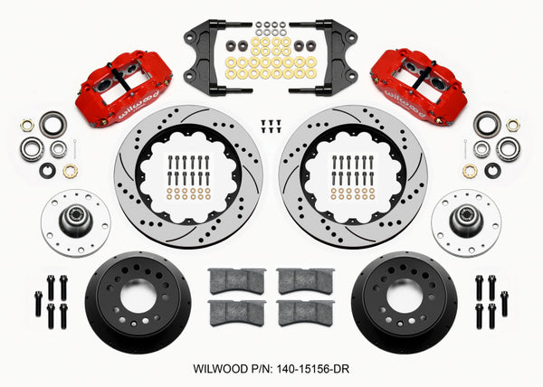 Wilwood Narrow Superlite 6R Front Hub Kit 14.00in Drill Red WWE ProSpindle (5x4.75in 5x5.00in Hub) 140-15156-DR