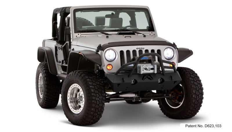 Bushwacker 07-18 compatible with Jeep Wrangler Flat Style Flares 4pc Fits 2-Door Sport Utility Only Black 10919-07