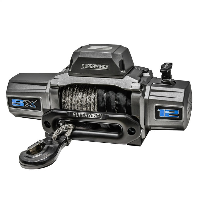 Superwinch 12000 LBS 12V DC 3/8in x 80ft Synthetic Rope SX 12000SR Winch Graphite 1712201