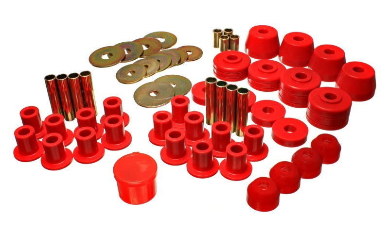 Energy Suspension 72-85 Compatible with Dodge/Plymouth 1/2 & 3/4 Ton S/C Pickup Red Hyper-Flex Master Bushing Set 5.18102R