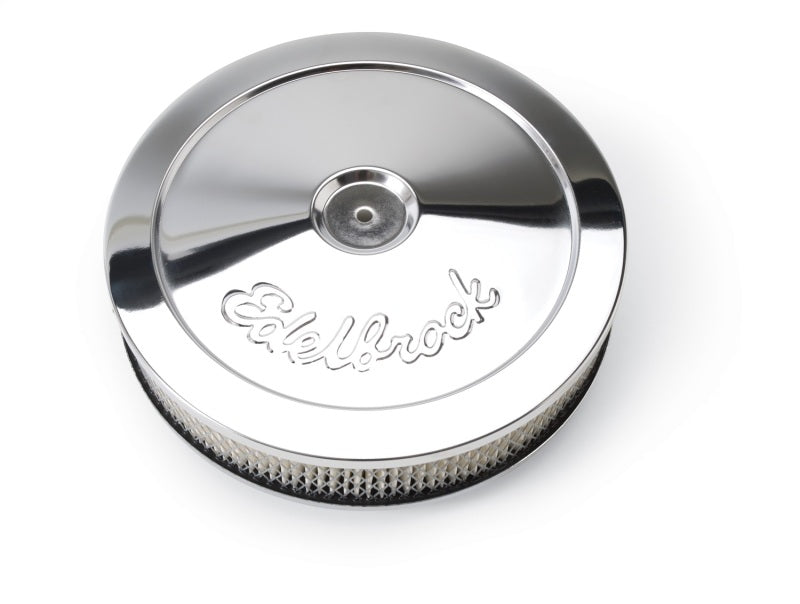 Edelbrock Air Cleaner Pro-Flo Series Round Steel Top Paper Element 10In Dia X 3 5In Chrome 1208