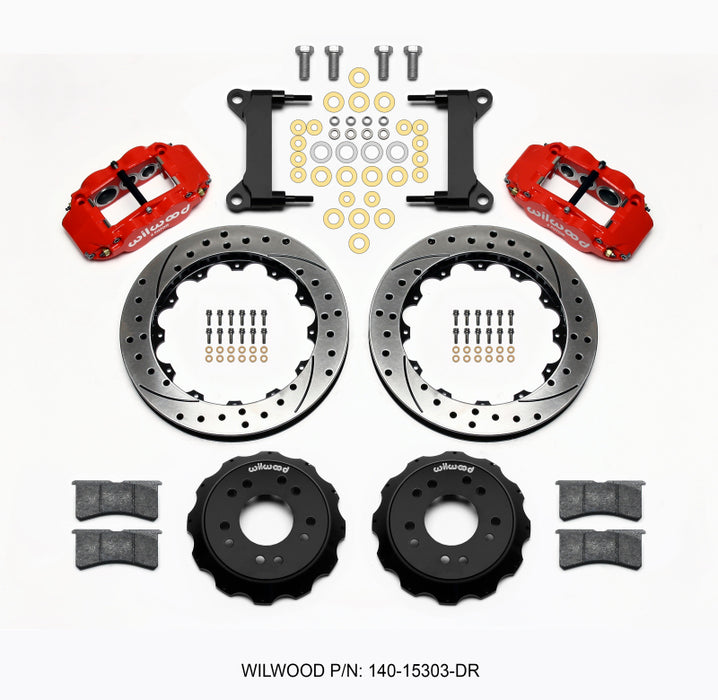 Wilwood Narrow Superlite 6R Front Hat Kit 13.06 Drilled Red 63-87 C10 w/ Wilwood Pro Spindles 140-15303-DR