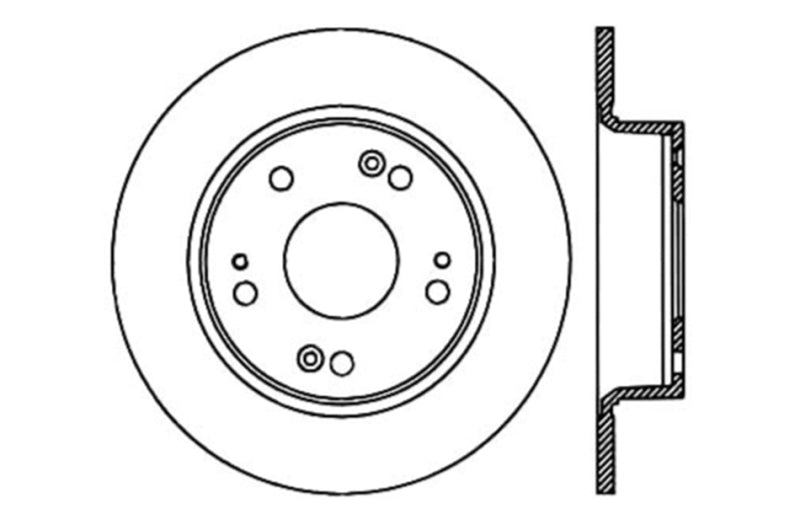 StopTech 09-10 Acura TSX / 08-10 Honda Accord Coupe/05-10 Sedan Right Rear Slotted & Drilled Rotor 127.40068R