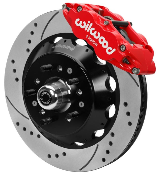 Wilwood 70-81 FBody/75-79 A&XBody FNSL6R Frt BBK 14in D/S Rtr Red Calipers Use w/ Pro Drop Spindle 140-15983-DR