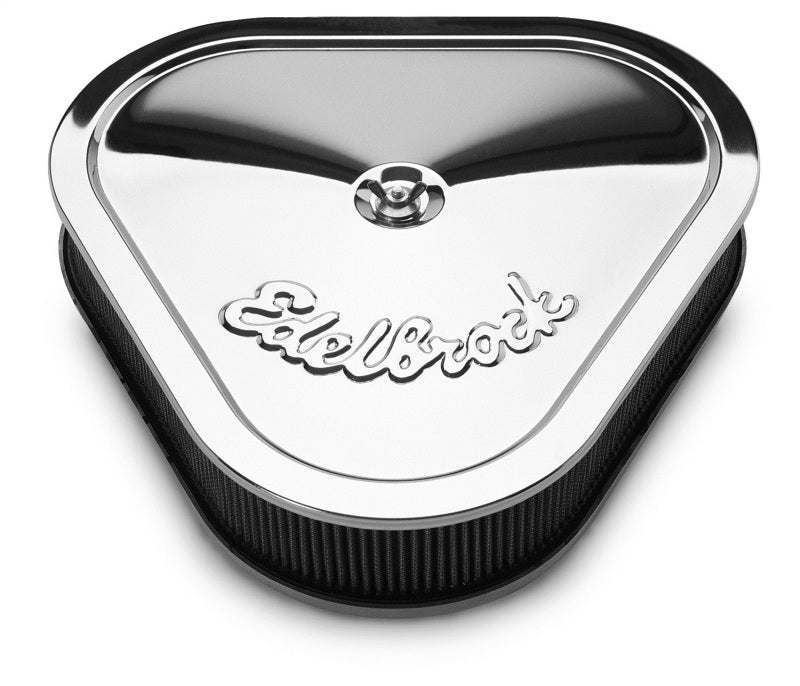 Edelbrock Air Cleaner Pro-Flo Series Triangular Steel Top 14 125In X 13 375In X 3 5In Chrome 1222