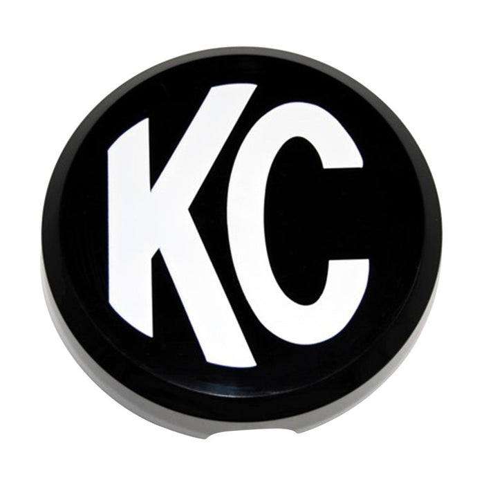 KC HiLiTES 6in. Round Hard Cover for Daylighter/SlimLite/Pro-Sport (Single) Black w/White KC Logo 5105