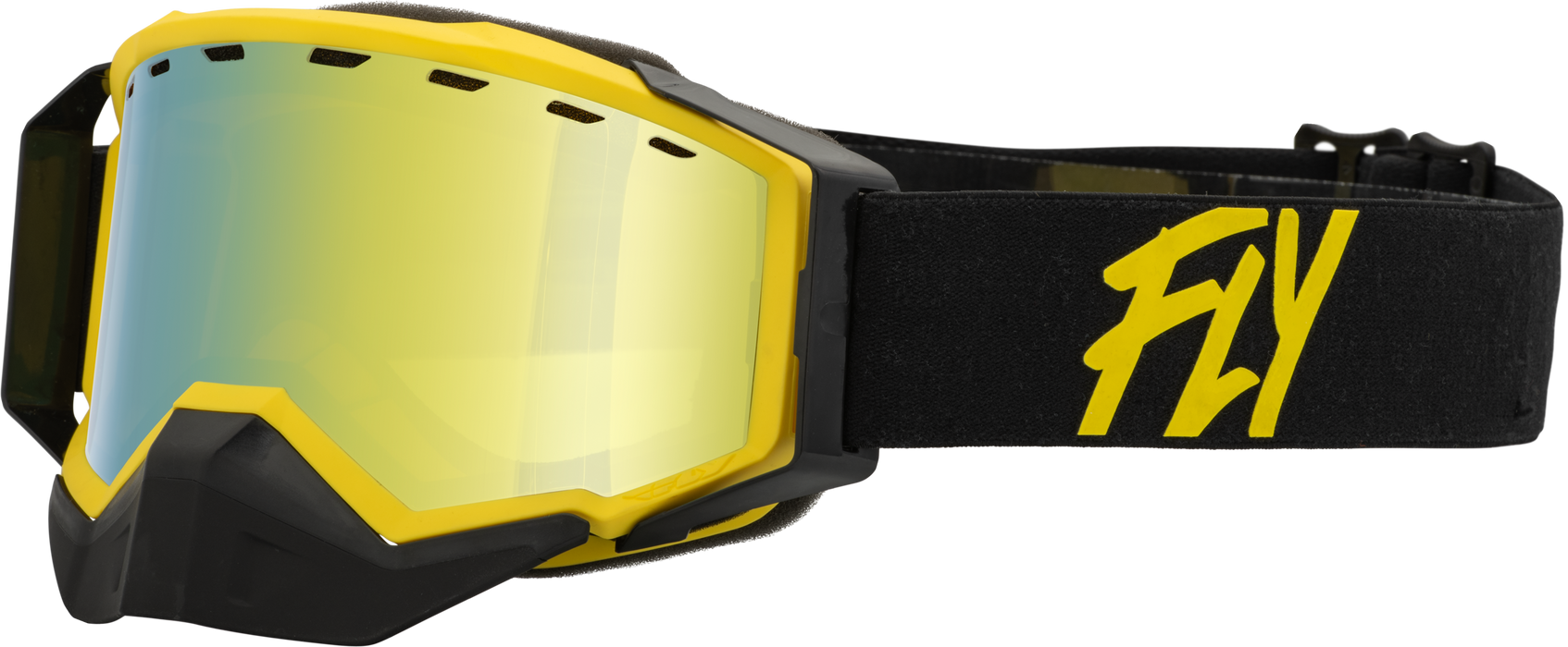 Fly Racing 2023 Zone Snow Goggle (Black/Yellow W/Gold Mirror/Yellow Lens, Adult)