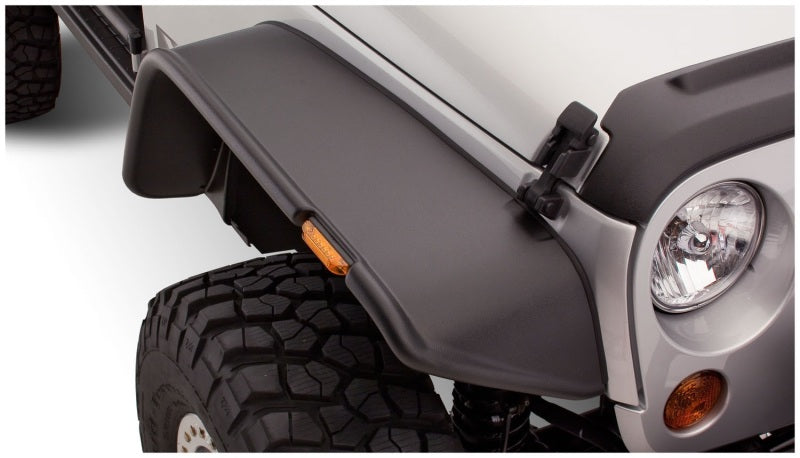 Bushwacker 07-18 compatible with Jeep Wrangler Flat Style Flares 2pc Black 10053-07