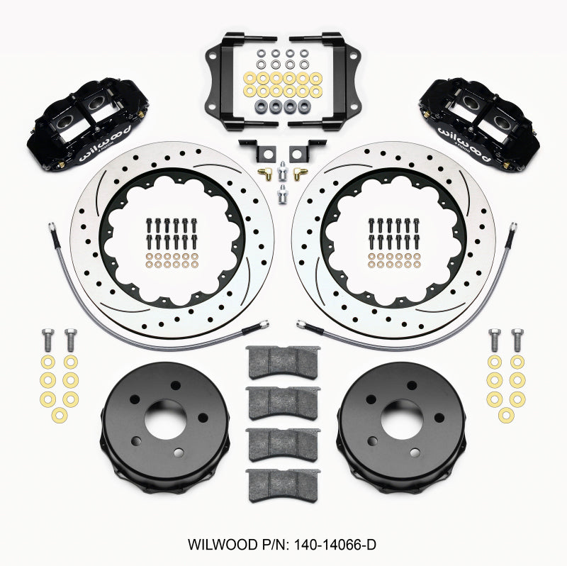 Wilwood Narrow Superlite 4R Rear Kit 14.00in Drilled 2007-up compatible with Jeep JK w/Lines 140-14066-D