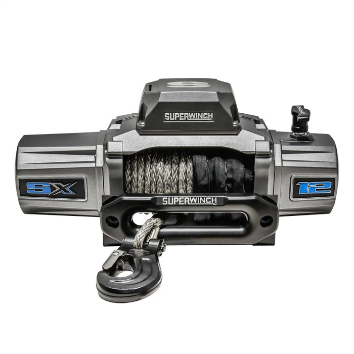 Superwinch 12000 LBS 12V DC 3/8in x 80ft Synthetic Rope SX 12000SR Winch Graphite 1712201