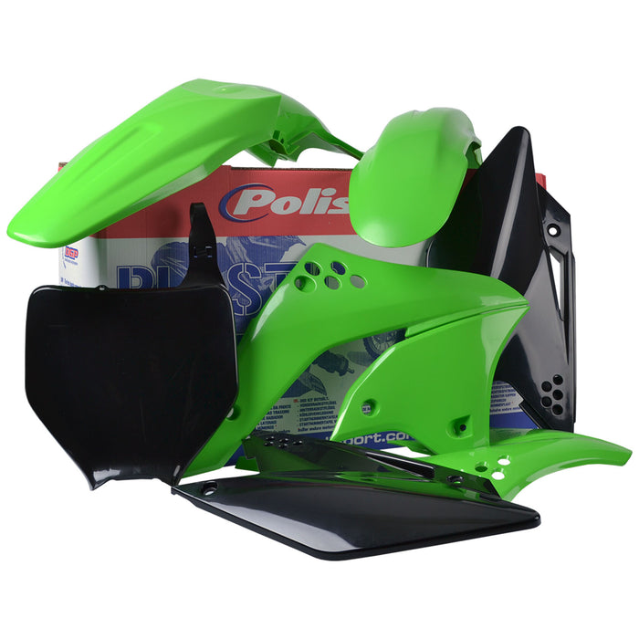 Polisport Full Plastic Kit for Kawasaki KX250 (2006-2008) OEM Quality Restyling Kit with Superior Fit, Flexibility, and Durability (Green/Black)