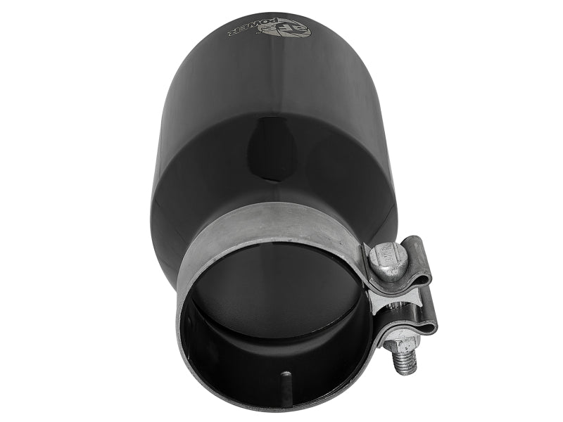 aFe MACH Force-Xp Univ 304 SS Double-Wall Clamp-On Exhaust Tip Black 3in Inlet 4.5in Outlet 49T30454-B092