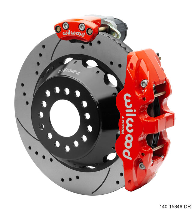 Wilwood Narrow Superlite 4R Rear P-Brk Kit AERO4 14in Rotor Big Ford New Style 2.5in Off SRP Red 140-15846-DR