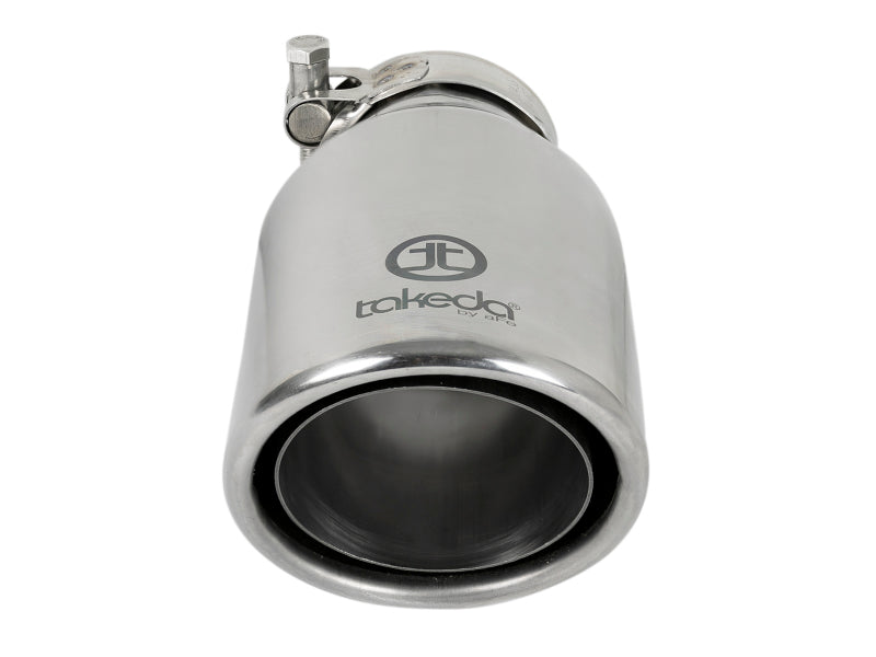 aFe Takeda 304 Stainless Steel Clamp-On Exhaust Tip 2.5in. Inlet / 4in. Outlet / 8in. L Polished 49T25404-P08