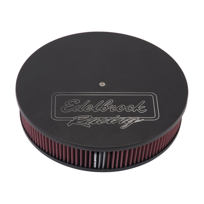 Edelbrock Air Cleaner Victor Series Round Aluminum Top Cloth Element 14In Dia X 3 125In Black 41613