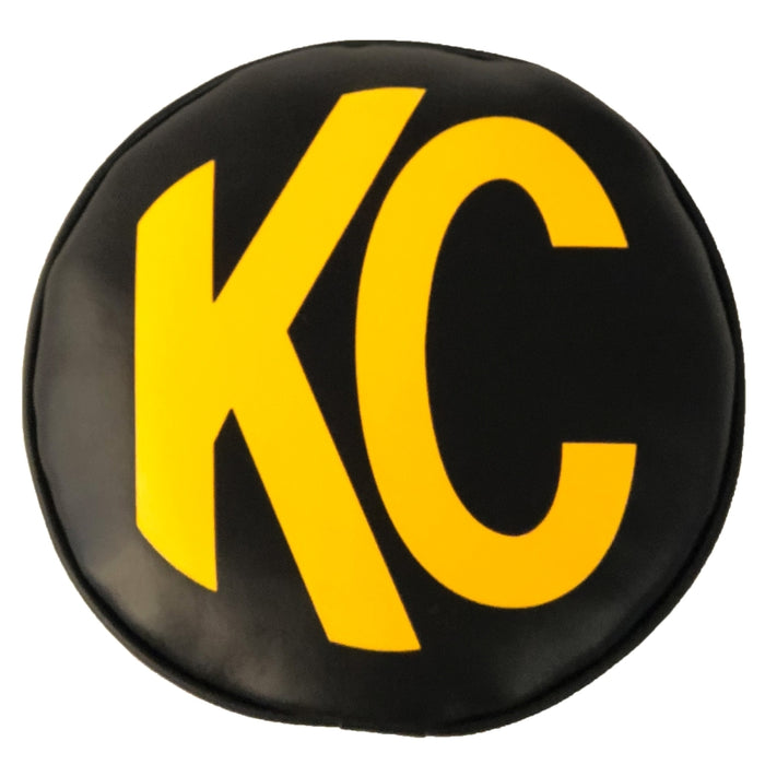 KC HiLiTES 8in. Round Soft Cover (Pair) Black w/Yellow KC Logo 5802