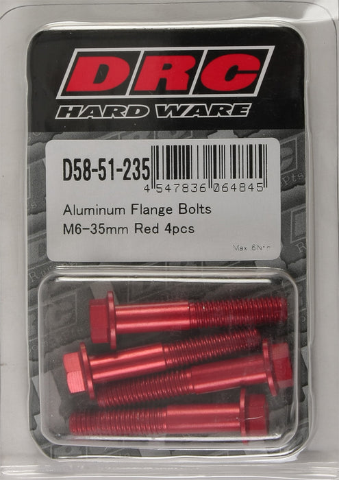 DRC Aluminum Flange Bolts Red 6x35mm 4 Pack D58-51-235