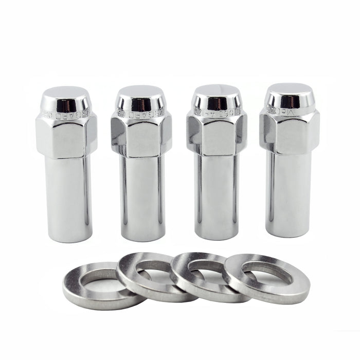 McGard Hex Lug Nut (X-Long Shank) M12X1.5 CTR Washer / 13/16 Hex / 2.27in. Length (4-Pack) Chrome 63016