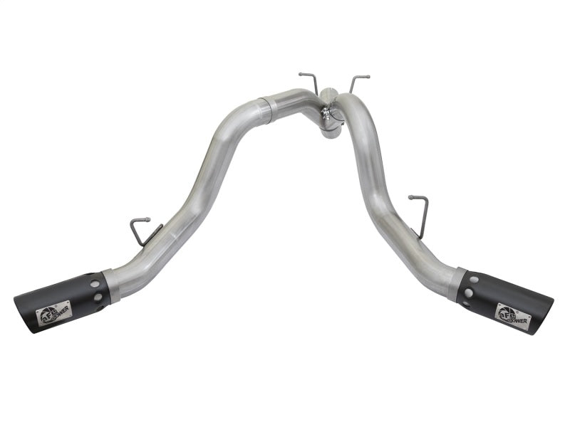 aFe ATLAS 4in DPF-Back Alum Steel Exhaust System w/Dual Exit Black Tip 2017 GM Duramax 6.6L (td) 49-04086-B