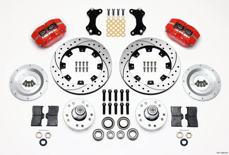 Wilwood Dynapro Dust-Boot Front Kit 12.19in Drilled-Red WWE ProSpindle 140-13346-DR