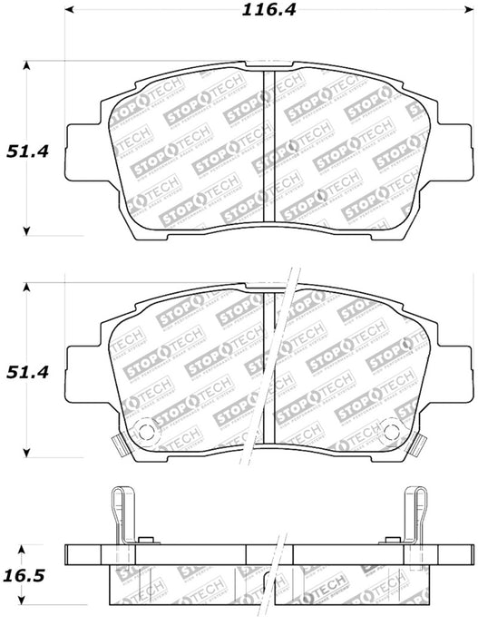 StopTech Street Touring 00-05 Spyder MR2 / 00 Celica GT Front Brake Pads 308.0822