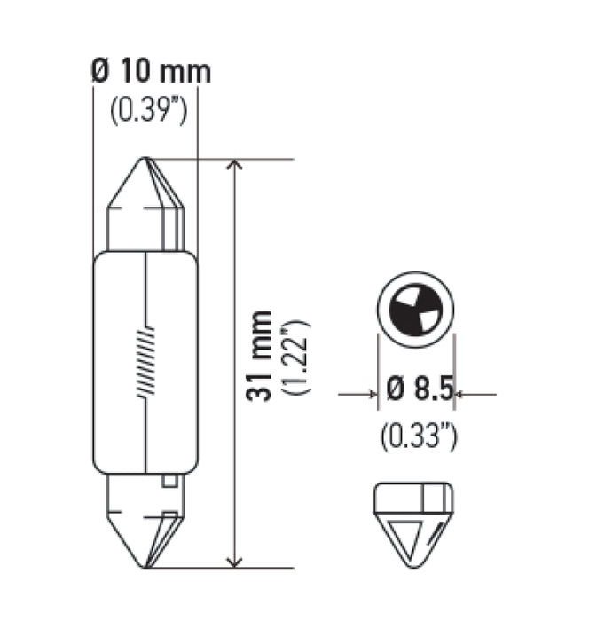 Hella Universal Clear 12V 10W 10x41mm T3.25 Bulb 6411