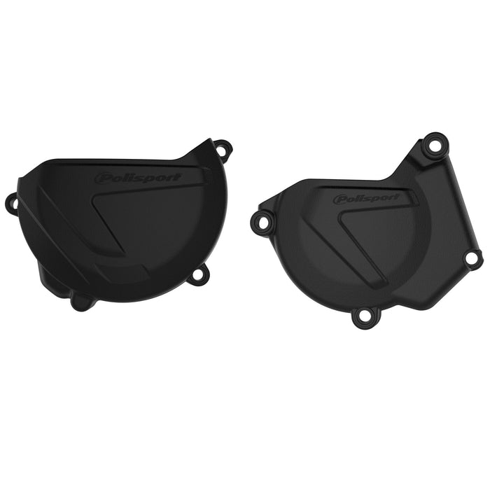 Polisport Clutch and Ignition Cover Protector Kit (Black) - Compatible with Yamaha YZ 250 (2005-2024)