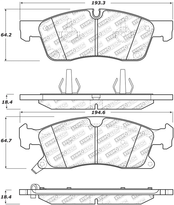 StopTech 11-20 compatible with Jeep Grand Cherokee Street Select Front Brake Pads 305.1455