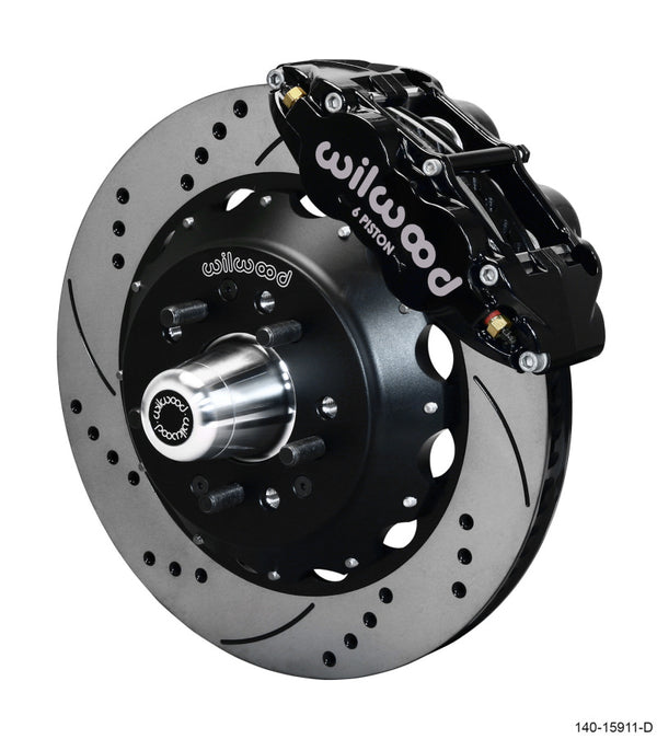 Wilwood Narrow Superlite 6R Front Big Brake Kit 14.00in SRP Drilled and Slotted Rotor Black 140-15911-D