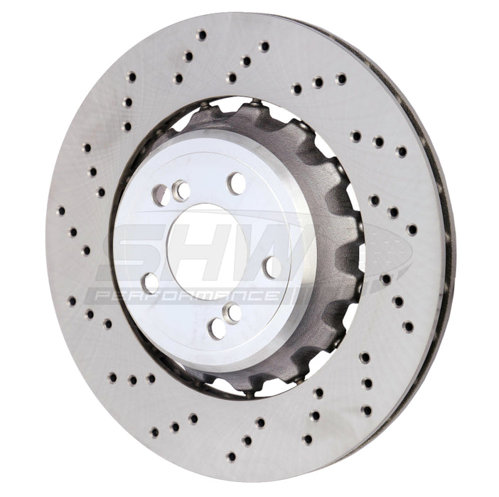 SHW 15-18 BMW M3 3.0L Left Rear Cross-Drilled Lightweight Brake Rotor (34212284811) BRL44811