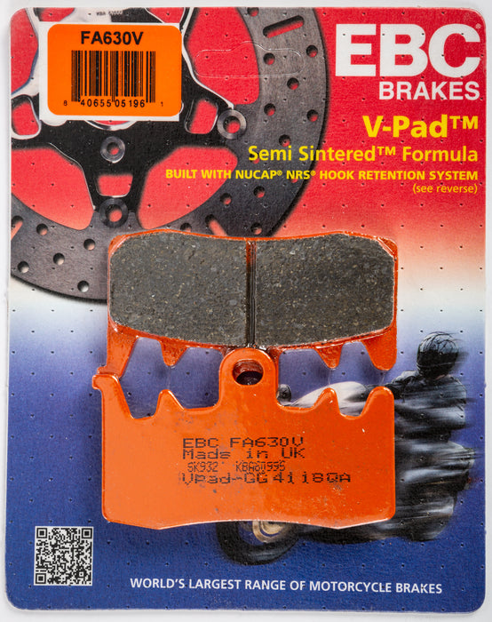 EBC Brakes FA630V V-Pad Semi-sintered Touring Bike Disc Brake Pad, Black, One-Size