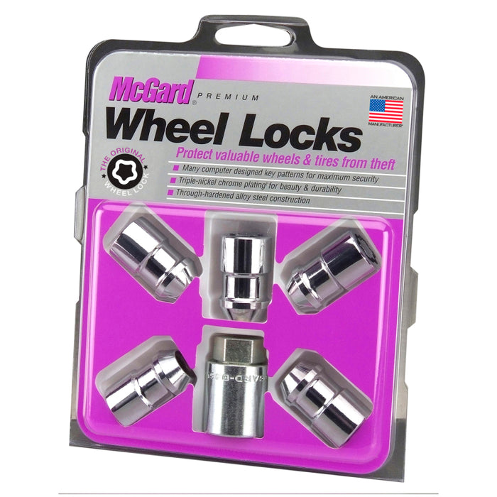 McGard Wheel Lock Nut Set 5pk. (Cone Seat) M12X1.5 / 3/4 Hex / 1.46in. Length Chrome 24537