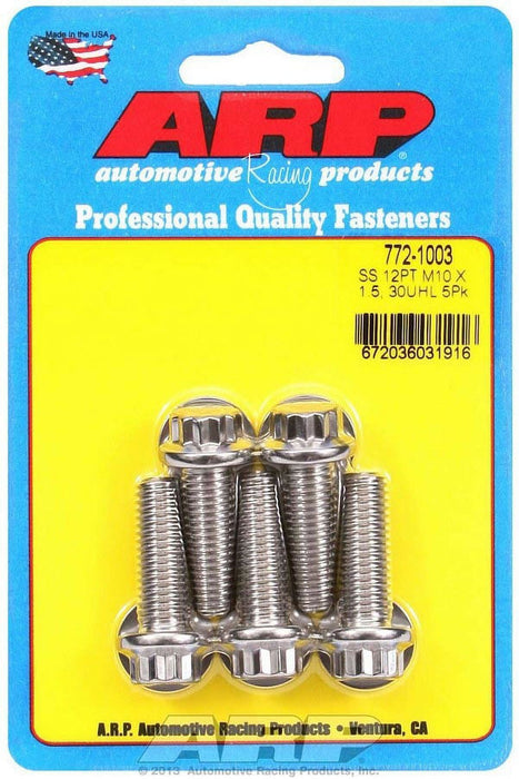 ARP M10 x 1.50 x 30 12pt SS Bolts (5/pkg) 772-1003