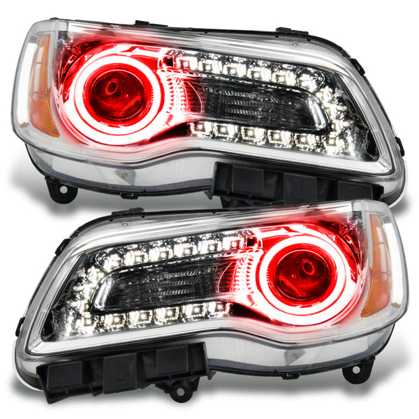 Oracle 11-14 Chrysler 300C NON HID LED Halo Headlights Chrome Housing Red SEE WARRANTY 7728-003
