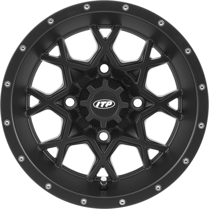 ITP Hurricane 14x7 / 4x137 BP / 5+2 Offset Matte Black Wheel 1428641536B