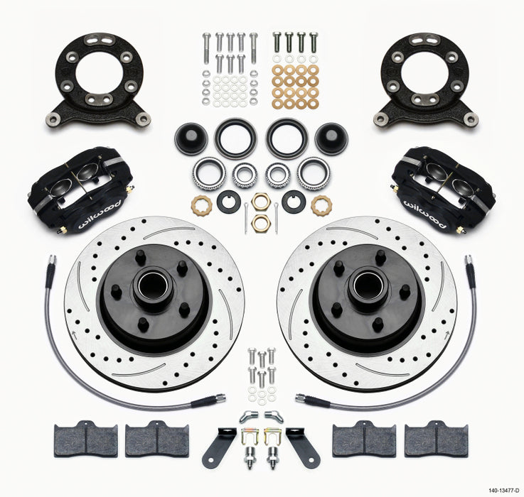 Wilwood Forged Dynalite-M Front Kit 11.30in 1 PC Rotor&Hub-Drill 70-73 Mustang Disc & Drum Spindle 140-13477-D