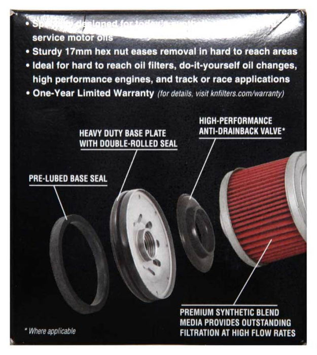 K&N Motorcycle Oil Filter: High Performance, Premium, Designed to be used with Synthetic or Conventional Oils: Fits Select BMW Motorcycles, KN-163