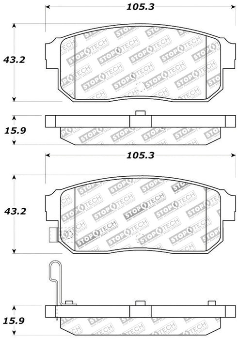 StopTech Street Touring 11/00-02 Compatible with Infiniti G20/10/00-04 I30/I35 Rear Brake Pads 308.09