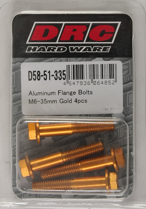 DRC Aluminum Flange Bolts Gold 6x35mm 4 Pack D58-51-335