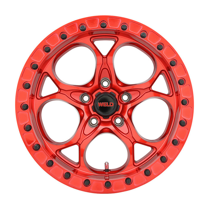 Weld Off-Road W906 17X9 Ledge Beadlock 5X127 ET-12 BS4.50 Candy Red / Red Ring 71.5 W90679075450