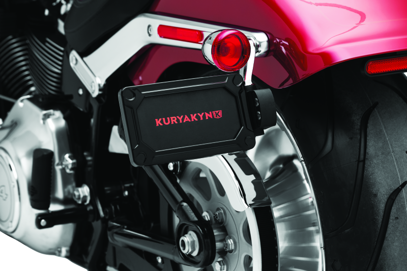 Kuryakyn Nova Side Mount License Plate Frame Gloss Black 3142