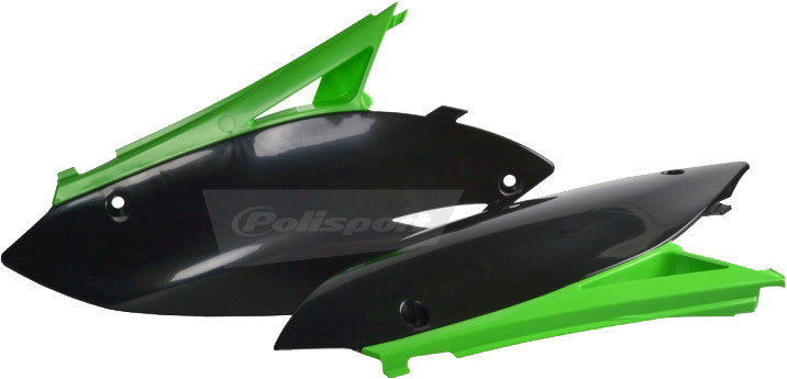 Polisport Side Panel Set (GREEN/BLACK) For 09-12 KAWASAKI KX250F