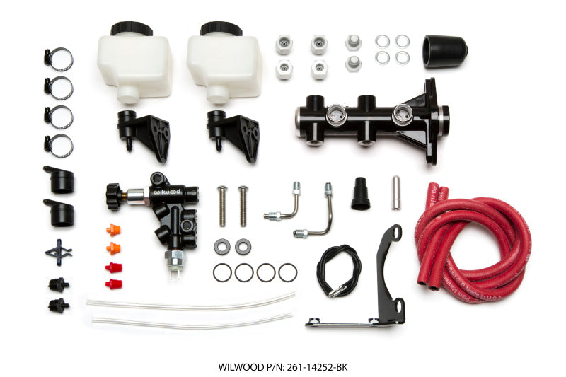 Wilwood Tandem Remote M/C Kit w L/H Brkt & Prop Valve 1 1/8in Bore Black 261-14252-BK