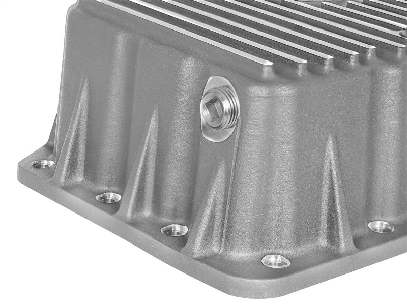 aFe Street Series Engine Oil Pan Raw w/ Machined Fins; 11-17 Ford Powerstroke V8-6.7L (td) 46-70320