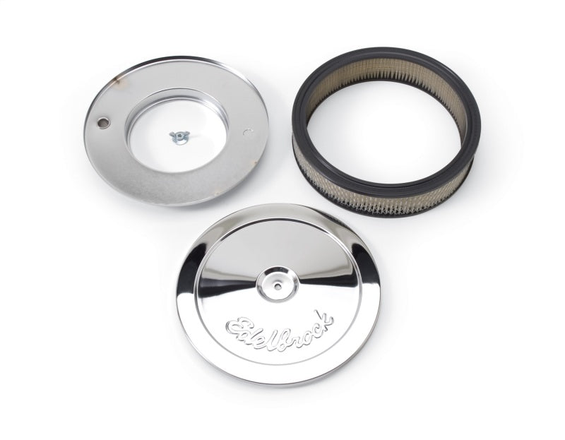 Edelbrock Air Cleaner Pro-Flo Series Round Steel Top Paper Element 10In Dia X 3 5In Chrome 1208