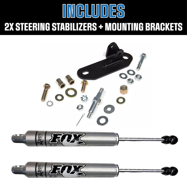 Roco 4x4 BDS Fox Shocks 2.0 Dual Steering Stabilizer Kit for 2005-2022 Ford F-250 and F-350 Super Duty 4WD with 2 Inch Lift or More | Includes Damper Bracket Mounting Kit 98224010 55380