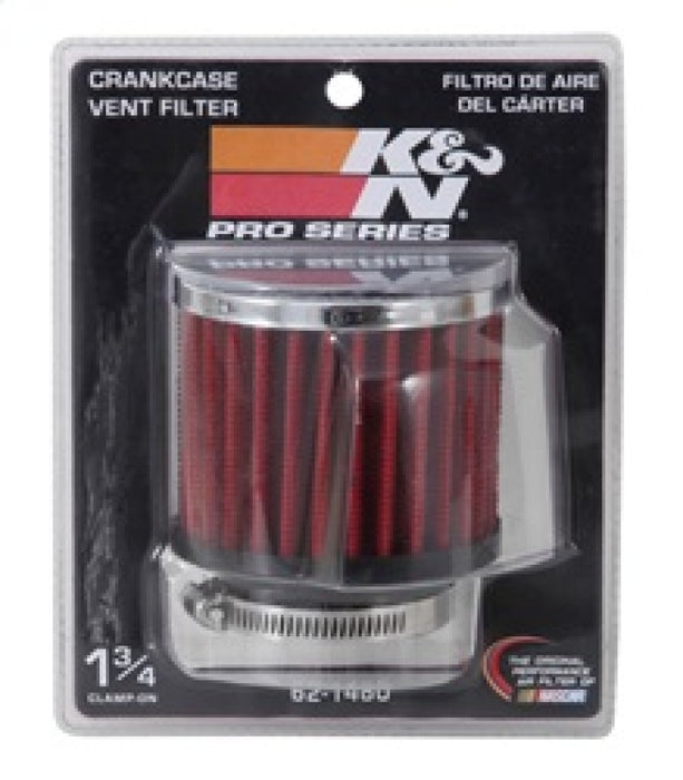 K&N 1.75in Flange ID x 3in OD x 2.5in H Chrome Finish Rubber Base Crankcase Vent Filter 62-1480