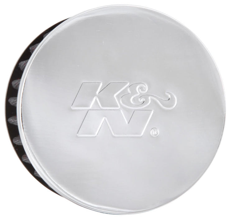 K&N 1.5in Flange ID x 3in OD x 2.5in H Chrome Finish Rubber Base Crankcase Vent Filter 62-1460